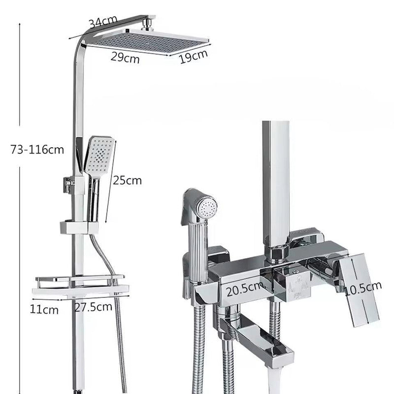 Schéma technique et dimensions de Colonne de Douche Thermostatique Design 3 Voies