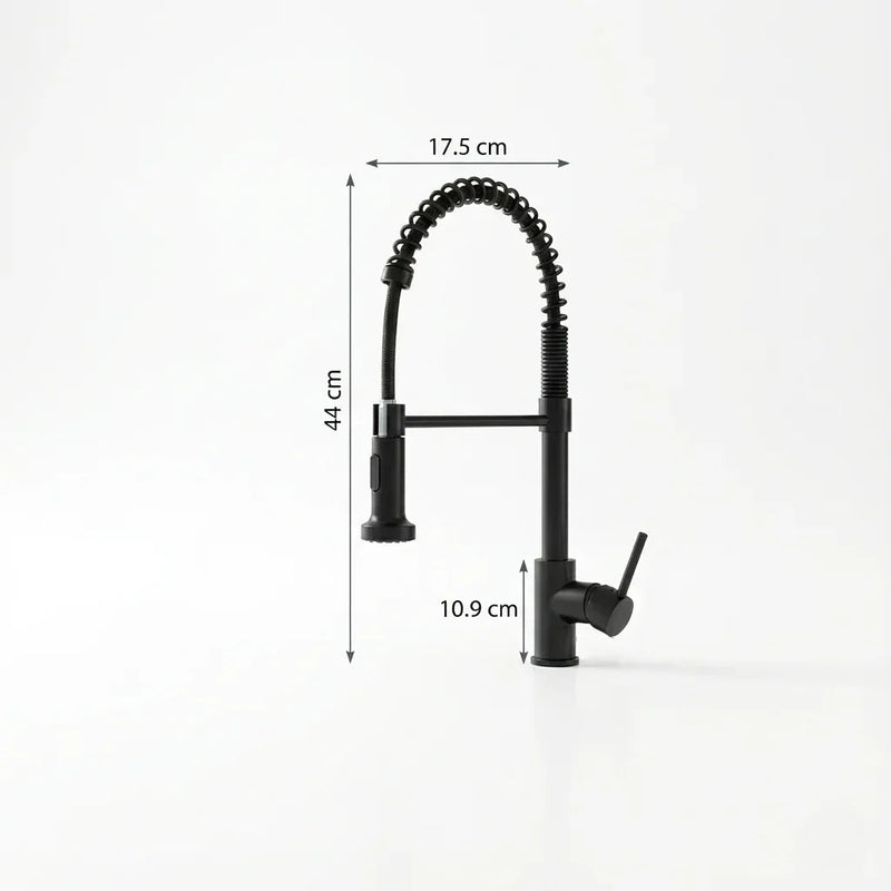 Schéma technique et dimensions de Robinet de Cuisine à Ressort avec Douchette Extractible