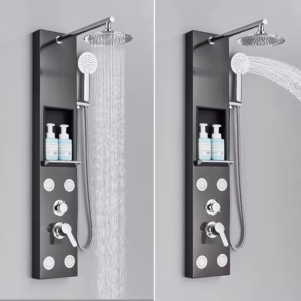 Colonne de Douche Hydromassante avec Niche de Rangement Intégrée