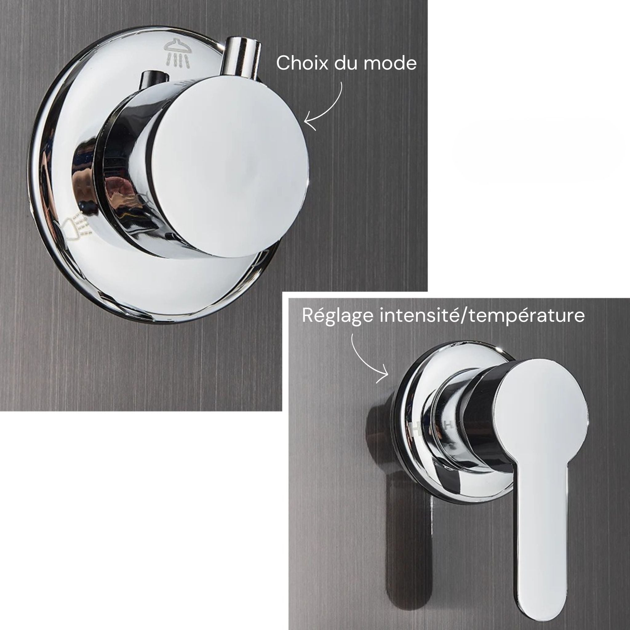 Colonne de Douche Hydromassante avec Niche de Rangement Intégrée