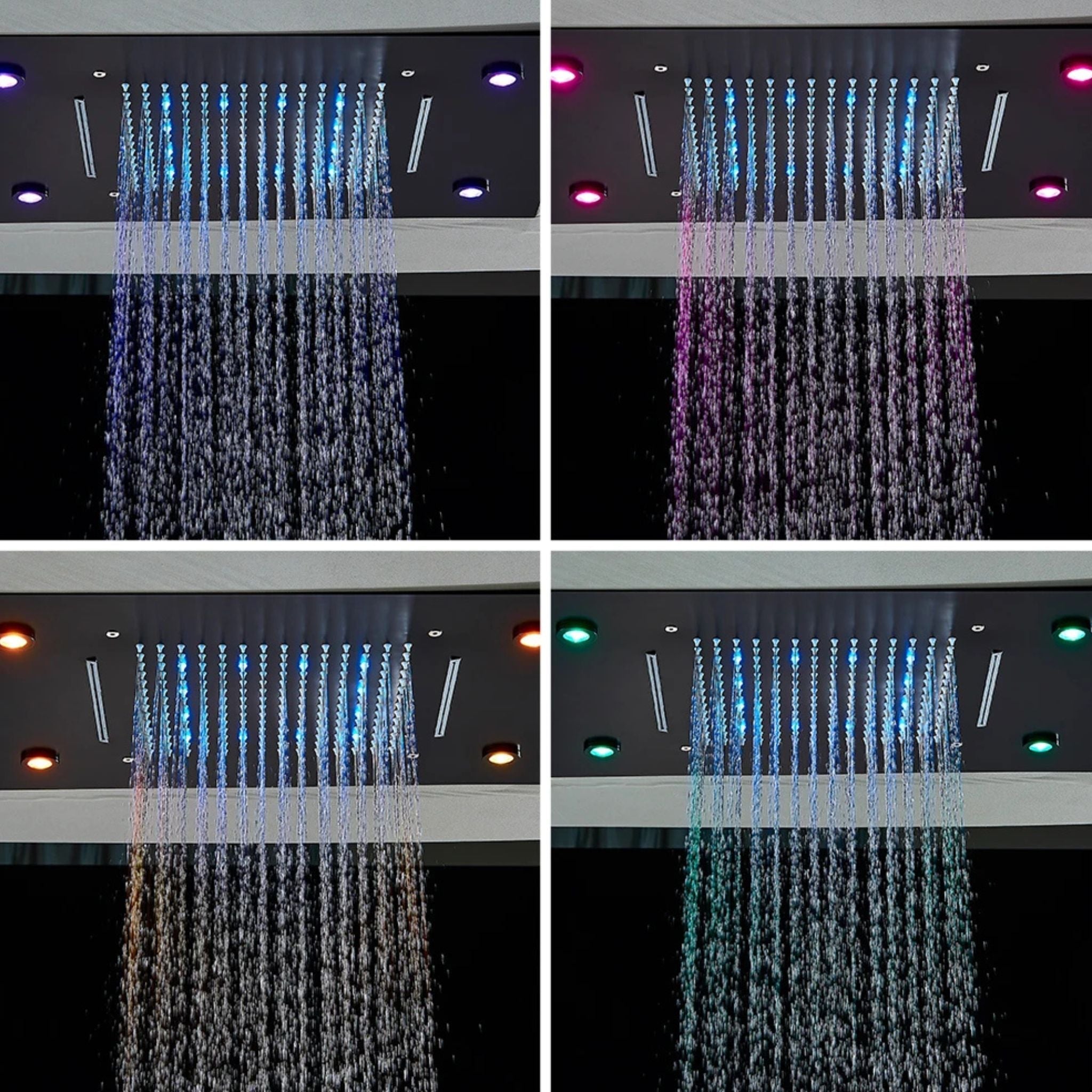 Colonne de Douche Encastrable Plafond LED avec Pluie et Cascade