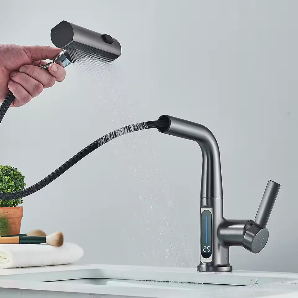 Robinet de Cuisine avec Affichage Numérique de Température et Douchette Extractible