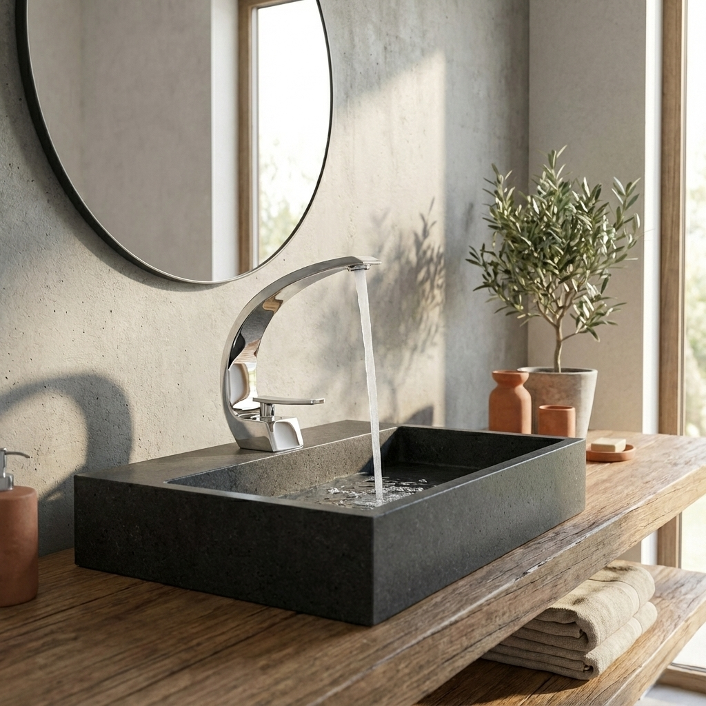 Robinet Lavabo de Salle de Bain Courbé