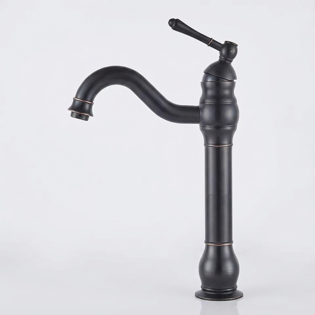 Robinet Lavabo de Salle de Bain Haut - Finition Laiton Antique