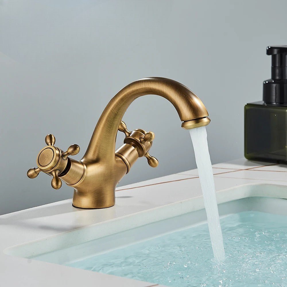 Robinet Lavabo de Salle de Bain Rétro Double Poignée